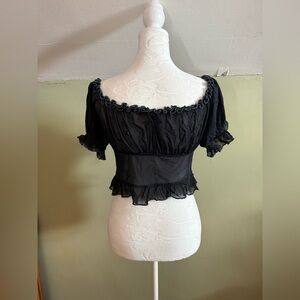 Urban Outfitters Y2K Off the Shoulder Mesh Cropped Top Whimsigoth